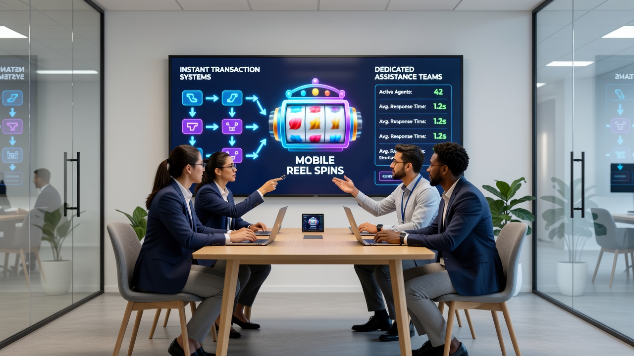Support team dashboard displaying real-time monitoring of mobile gaming transactions and live dealer connections