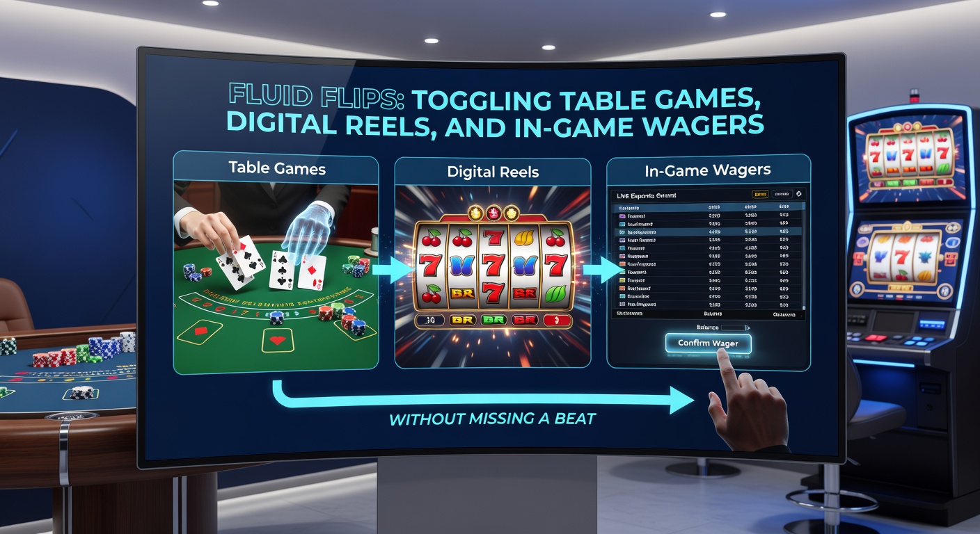 Dashboard view of multi-game session with table, slots, and live betting tabs open simultaneously
