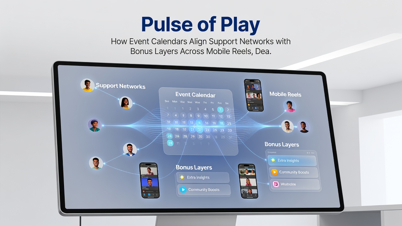 Synchronized support dashboard displaying bonus layers for dealer tables, sports markets, and secure transfers aligned to an active event calendar
