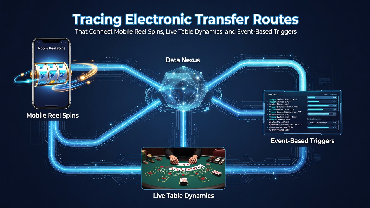 Live dashboard screenshot illustrating simultaneous balance updates across slot reels, dealer tables, and sports event stakes with active bonus indicators